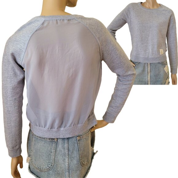 Abercrombie & Fitch Tops - Abercrombie & Fitch Sheer Back Sweatshirt SZ M Light Blue